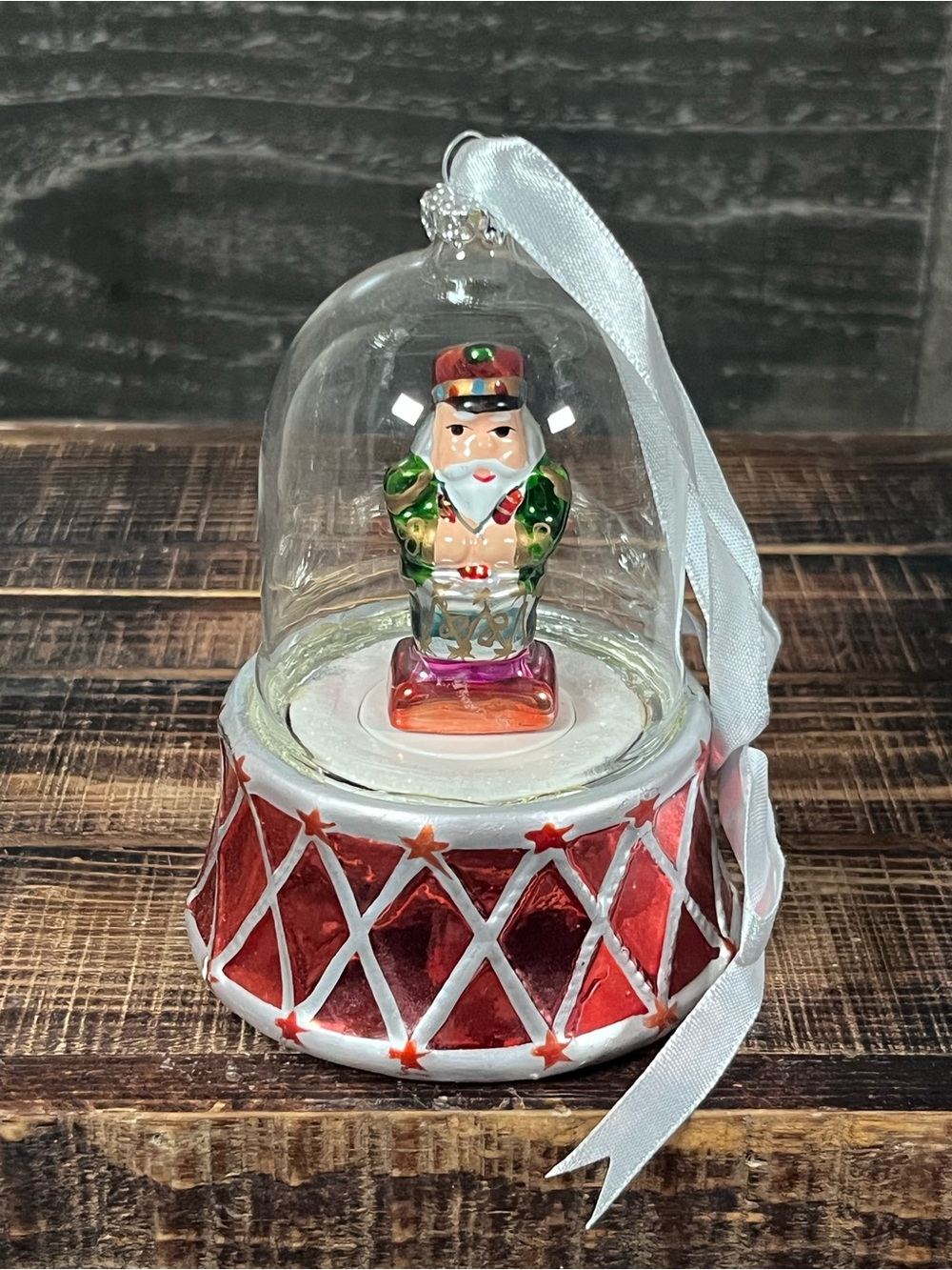 Mr Christmas Nutcracker Glass Snow Globe Music Box Musical Ornament